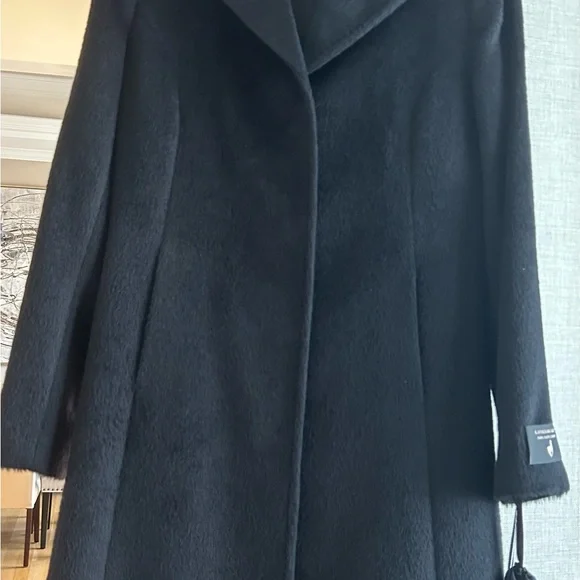 Katherine Kelly alpaca wool blend knee length coat black size 8 old money